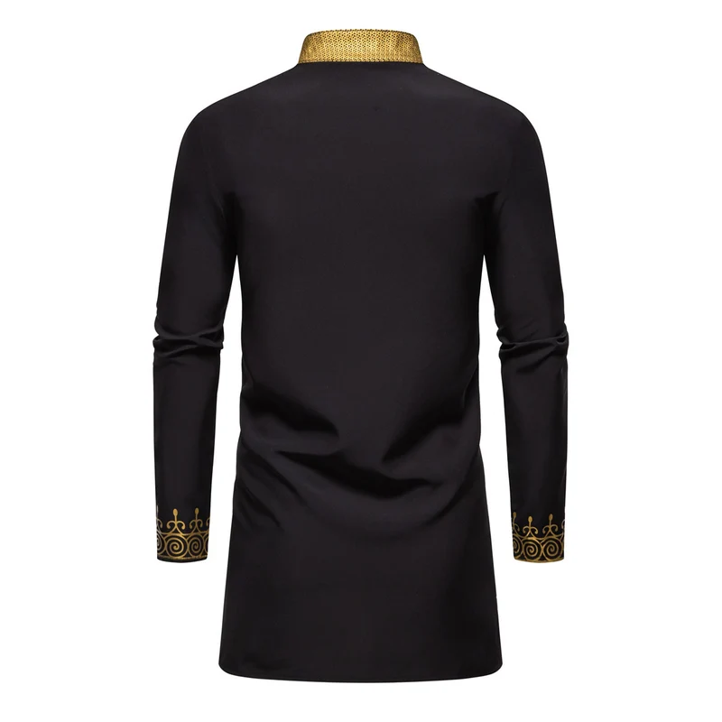 Herren Traditionelles Tunika-Set mit Mandarinkragen und goldverzierten Ornamenten Drune