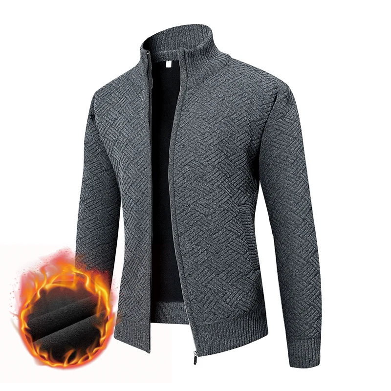 Herren Thermo-Strickzipjacke mit Jacquardmuster und Fleece-Innenfutter Drune