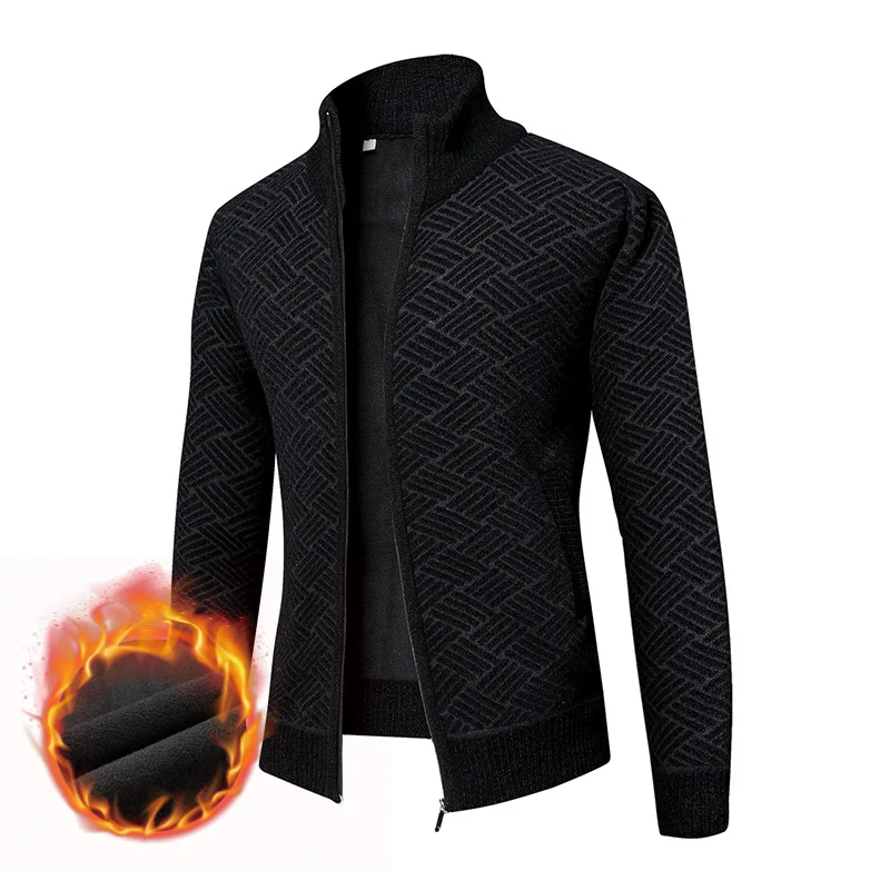 Herren Thermo-Strickzipjacke mit Jacquardmuster und Fleece-Innenfutter Drune