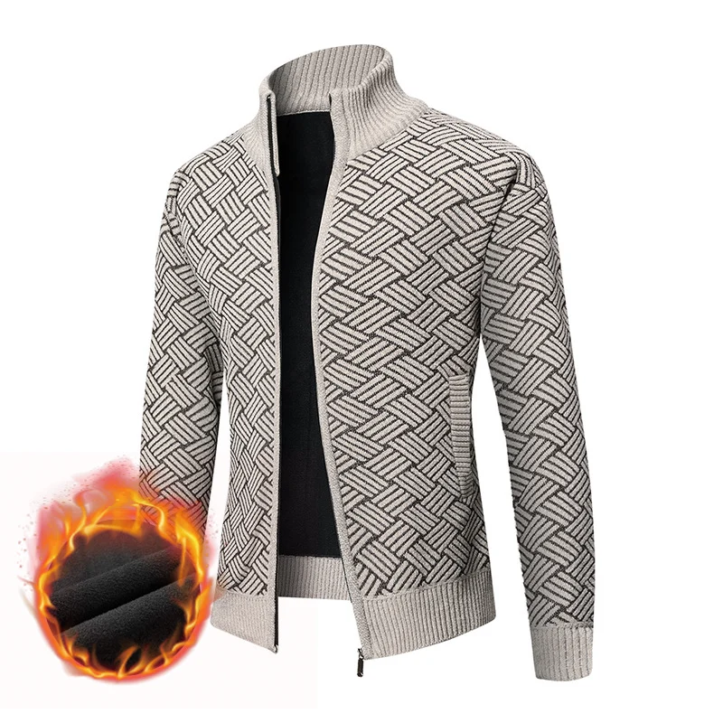 Herren Thermo-Strickzipjacke mit Jacquardmuster und Fleece-Innenfutter Drune