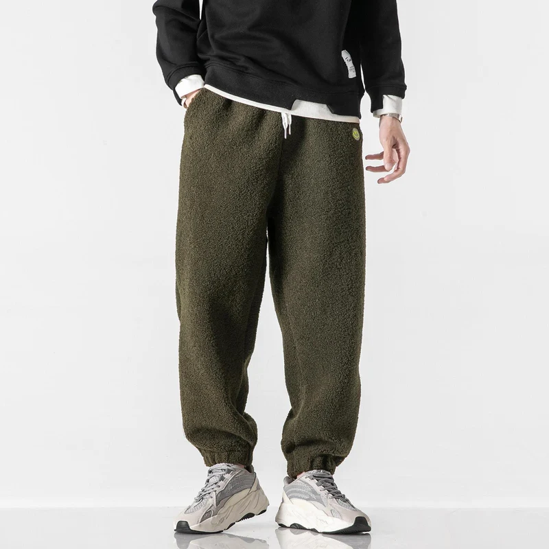 Herren Teddy-Fleece-Jogginghose mit elastischem Bund, Kordelzug und Bündchen Drune