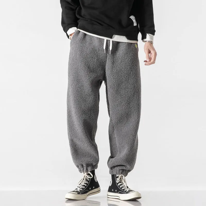 Herren Teddy-Fleece-Jogginghose mit elastischem Bund, Kordelzug und Bündchen Drune