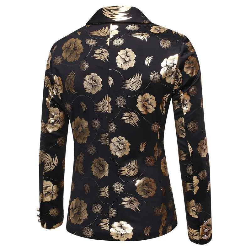 Herren Tailliertes Satin-Sakko mit Blumen-Jacquard und Schalkragen Drune