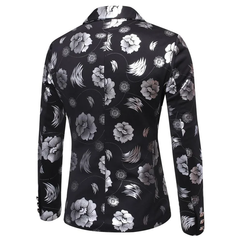 Herren Tailliertes Satin-Sakko mit Blumen-Jacquard und Schalkragen Drune