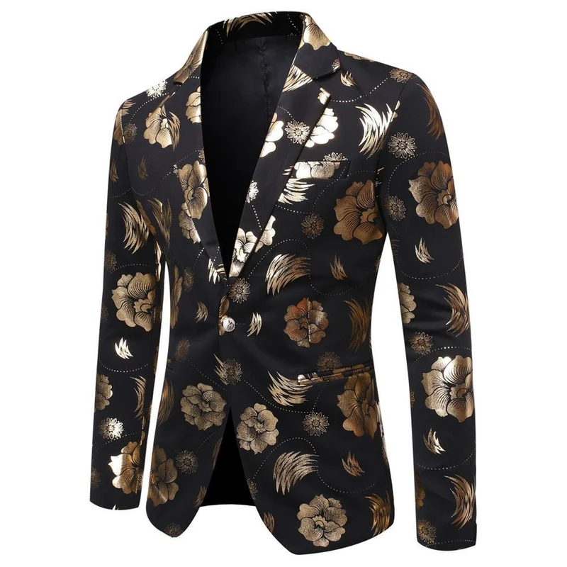 Herren Tailliertes Satin-Sakko mit Blumen-Jacquard und Schalkragen Drune