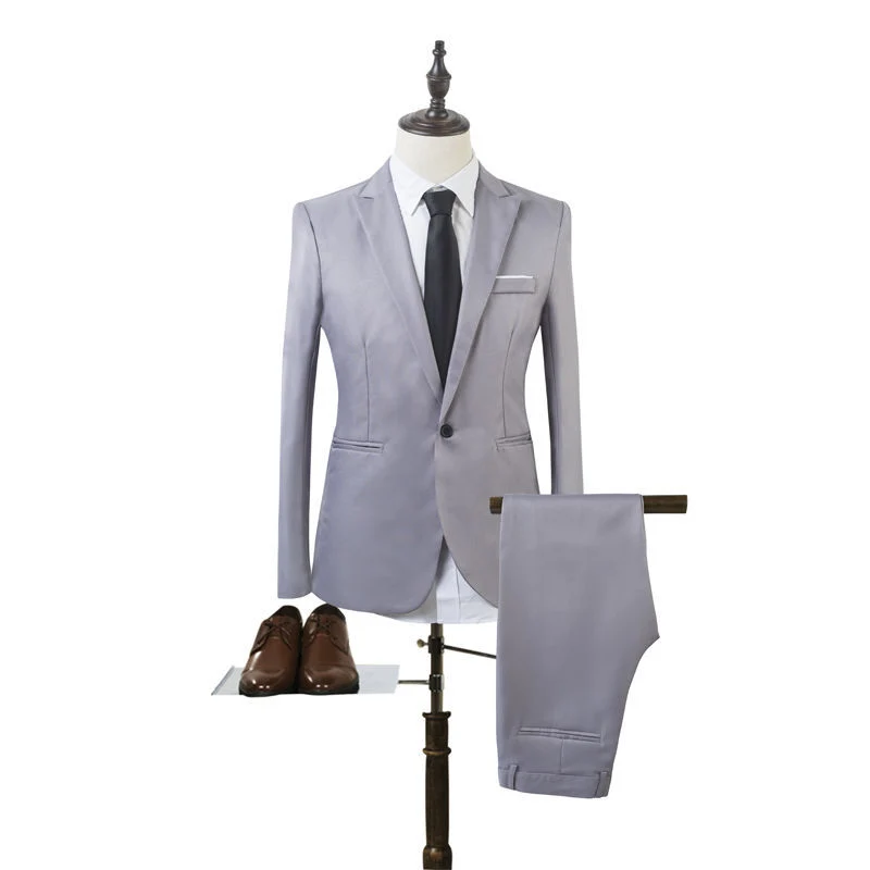Herren Tailliertes Ein-Knopf-Anzugsset im Slim‑Fit mit schmaler Anzughose Drune