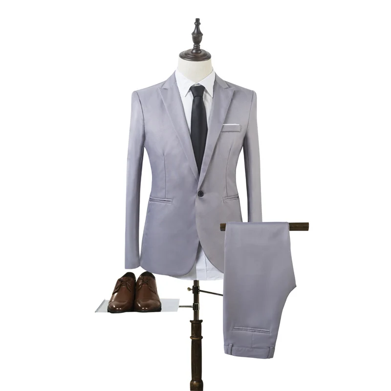 Herren Tailliertes Ein-Knopf-Anzugsset im Slim‑Fit mit schmaler Anzughose Drune