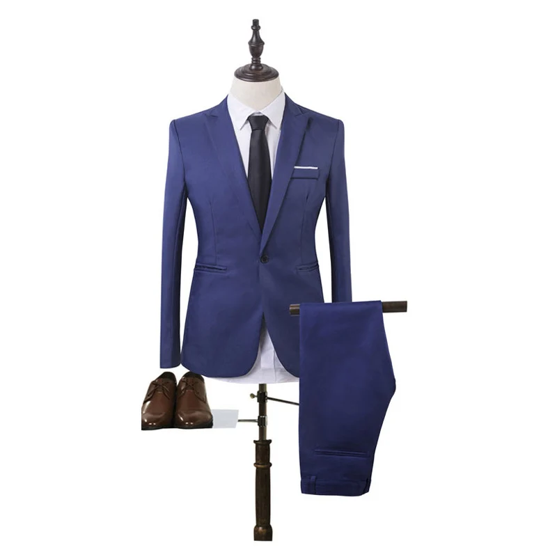 Herren Tailliertes Ein-Knopf-Anzugsset im Slim‑Fit mit schmaler Anzughose Drune