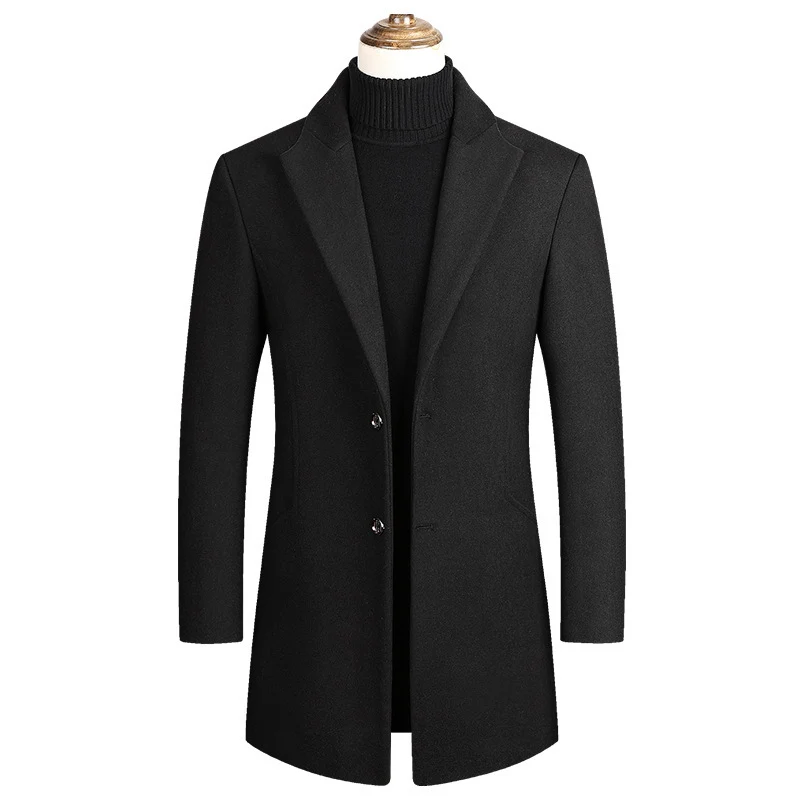 Herren Taillierter Wollmix-Mantel mit Notch-Revers und Zweiknopfverschluss Drune