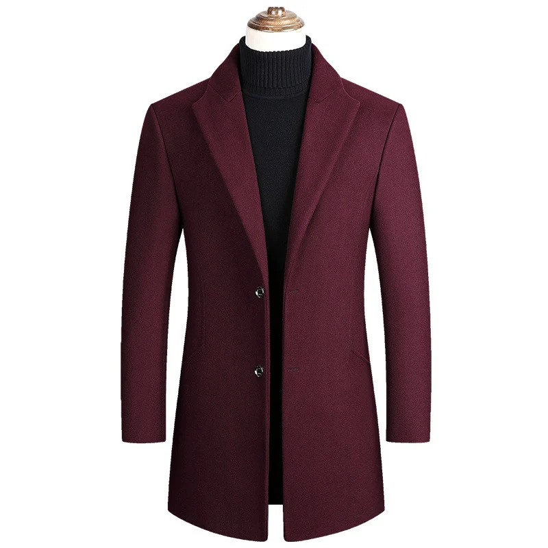 Herren Taillierter Wollmix-Mantel mit Notch-Revers und Zweiknopfverschluss Drune