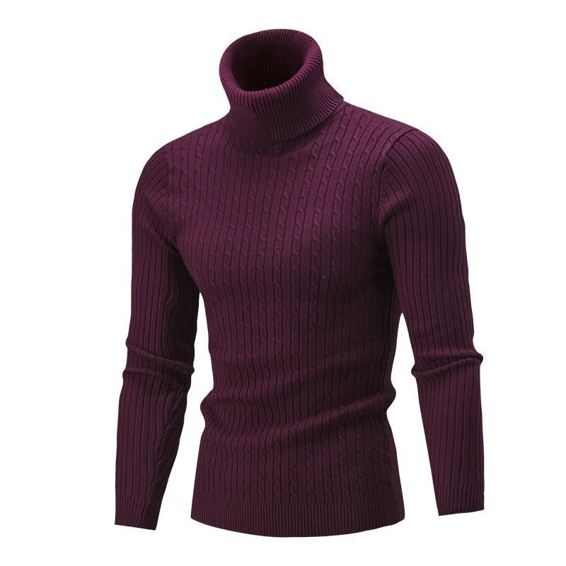 Herren Taillierter Thermo-Rollkragenpullover mit Zopf- und Rippstrickstruktur Drune