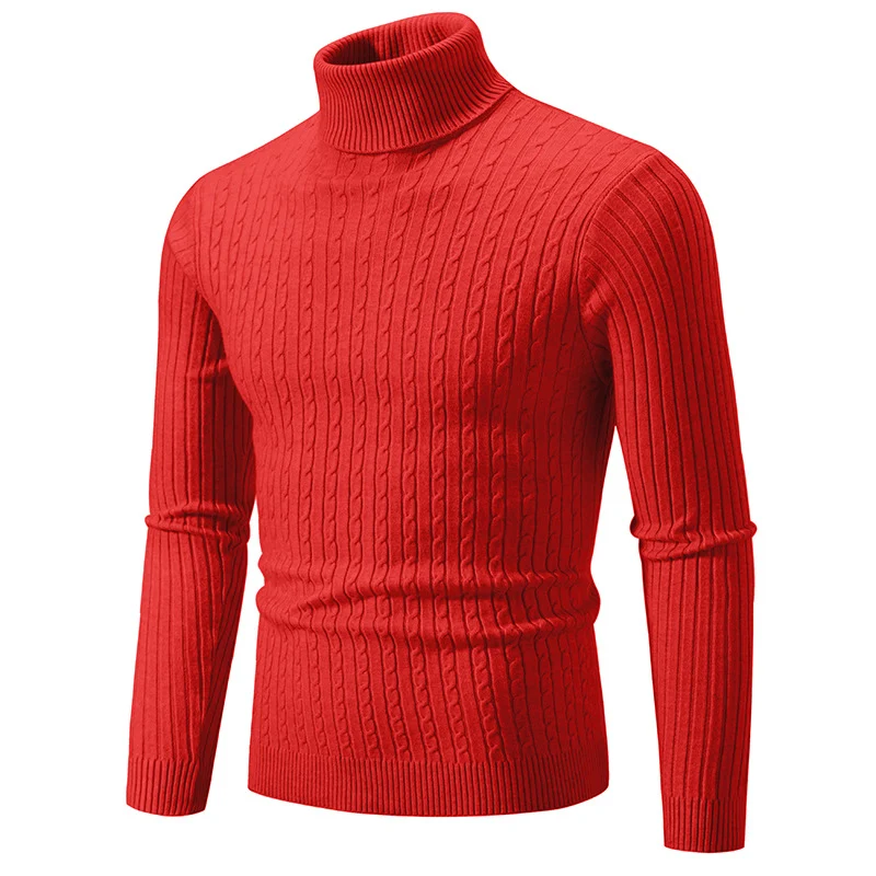 Herren Taillierter Thermo-Rollkragenpullover mit Zopf- und Rippstrickstruktur Drune