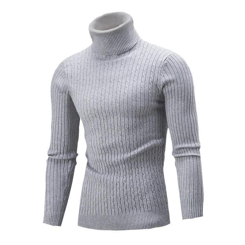 Herren Taillierter Thermo-Rollkragenpullover mit Zopf- und Rippstrickstruktur Drune