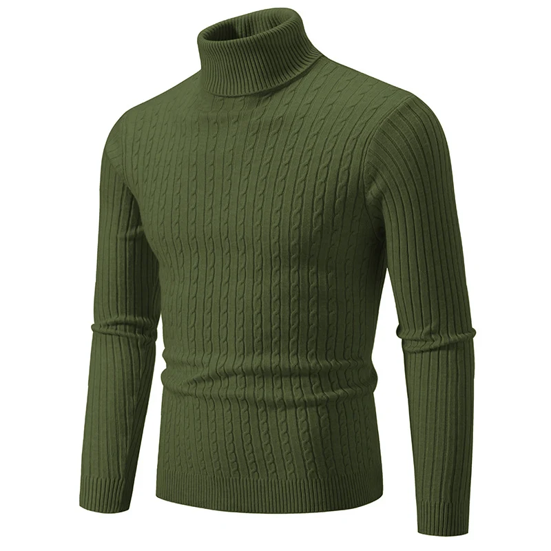 Herren Taillierter Thermo-Rollkragenpullover mit Zopf- und Rippstrickstruktur Drune