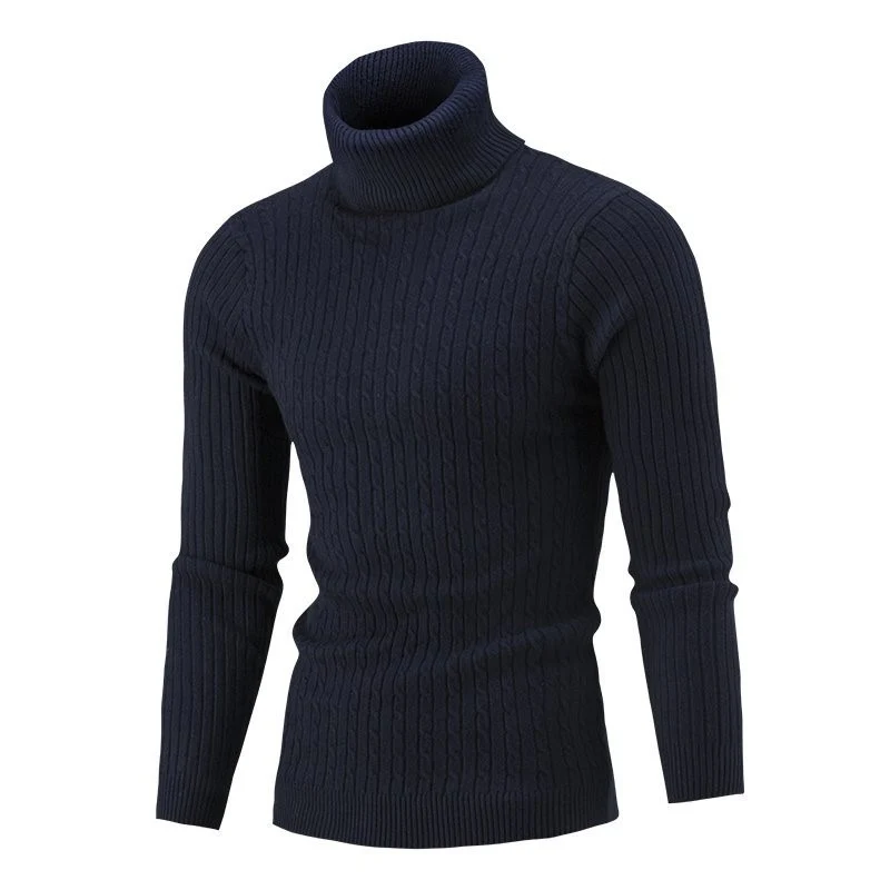 Herren Taillierter Thermo-Rollkragenpullover mit Zopf- und Rippstrickstruktur Drune