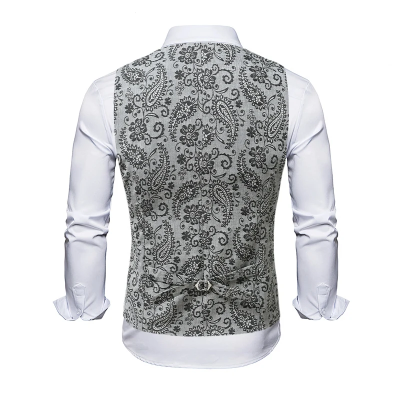Herren Taillierte Anzugweste mit Paisley‑Jacquard und V‑Ausschnitt Drune