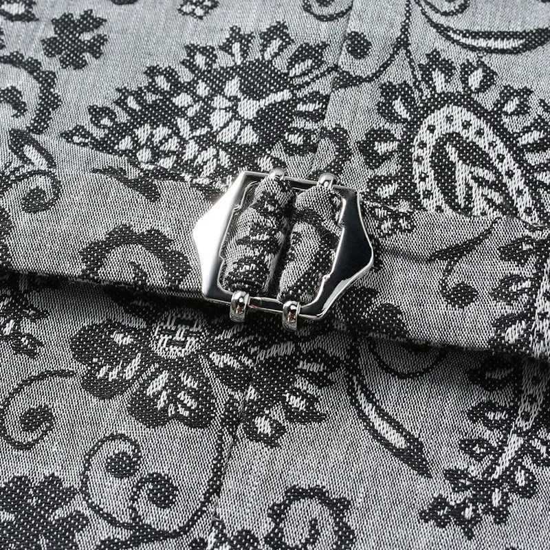 Herren Taillierte Anzugweste mit Paisley‑Jacquard und V‑Ausschnitt Drune