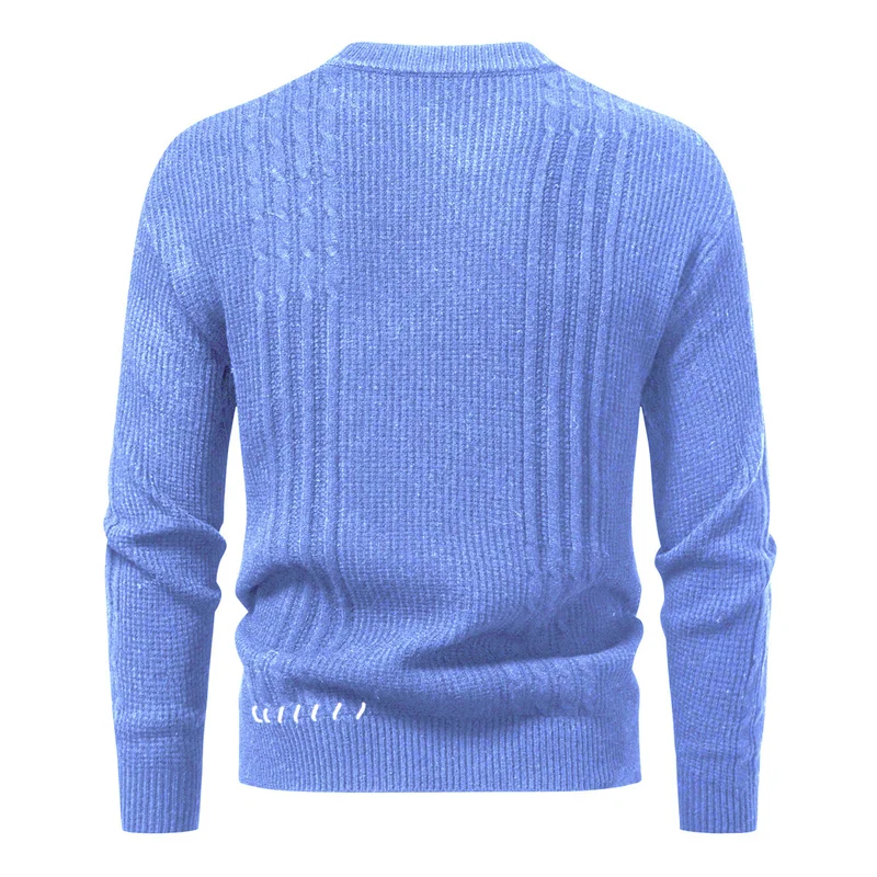 Herren Strukturiertes Rippstrick-Pullover mit Ziernähten und Logo‑Patch Drune