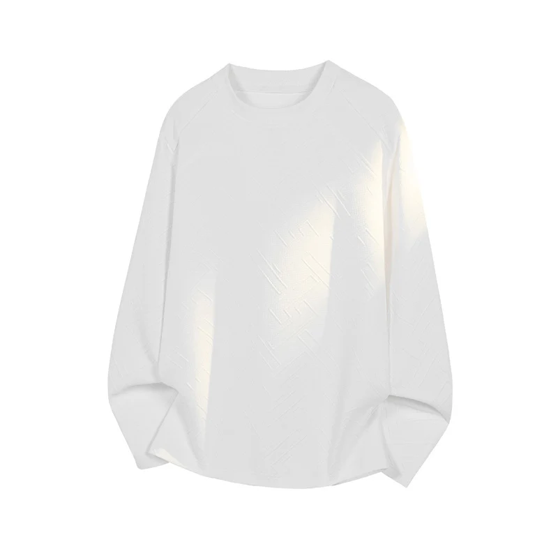 Herren Strukturiertes Langarmshirt mit Stehkragen und geometrischem Reliefmuster Drune