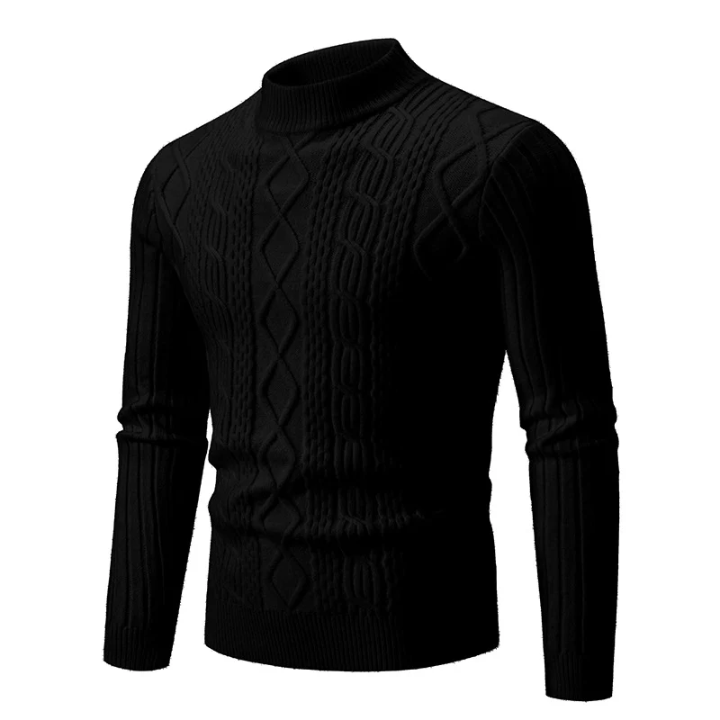 Herren Strukturierter Mockneck-Zopfstrickpullover Drune