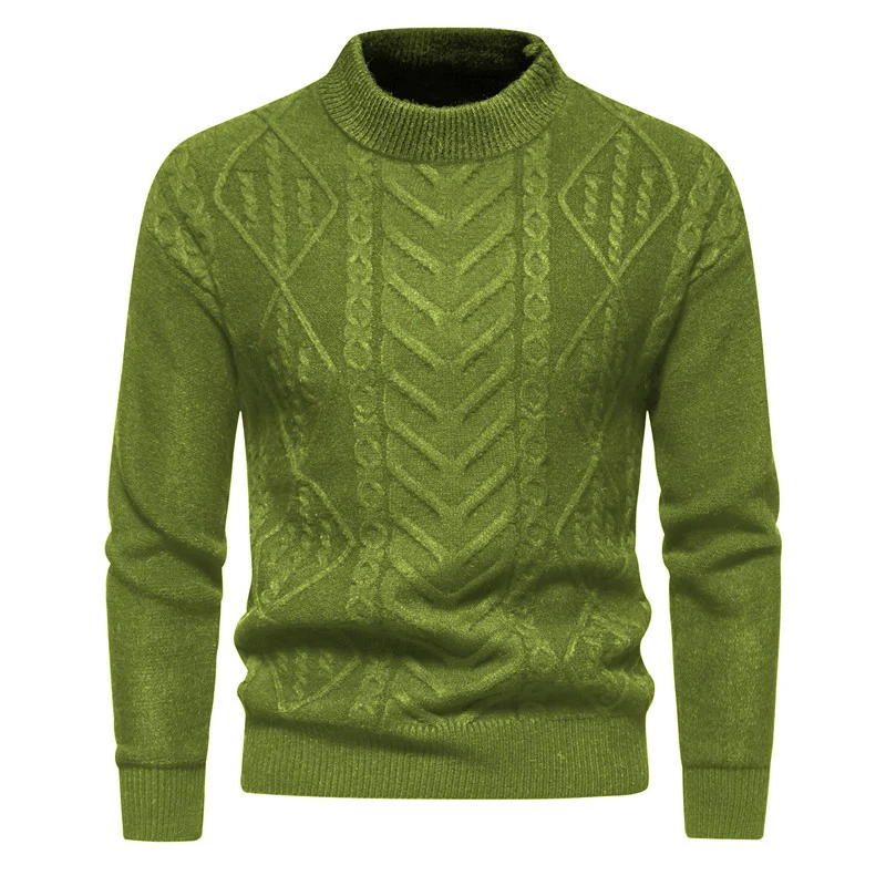 Herren Strukturierter Mockneck-Strickpullover mit Zopf- und Chevron-Muster Drune
