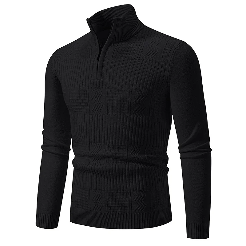 Herren Strukturierter Halbzip-Mockneck-Pullover mit Zopfmuster Drune