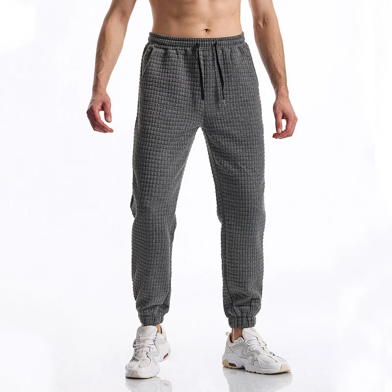 Herren Strukturierte Waffel-Jogginghose mit elastischem Bund und schmal zulaufendem Bein Drune