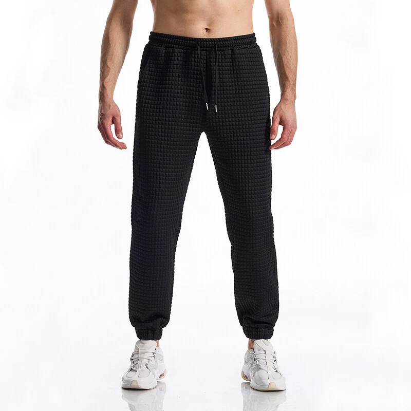 Herren Strukturierte Waffel-Jogginghose mit elastischem Bund und schmal zulaufendem Bein Drune