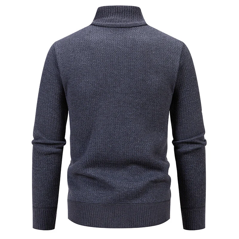 Herren Strukturierte Strickzipjacke mit Waffelstruktur, Stehkragen und Reißverschlusstaschen Drune