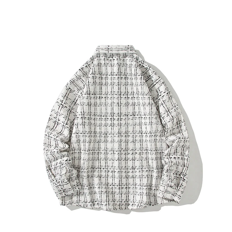 Herren Strukturierte Bouclé-Hemdjacke mit Karo-Jacquard und legerer Passform Drune