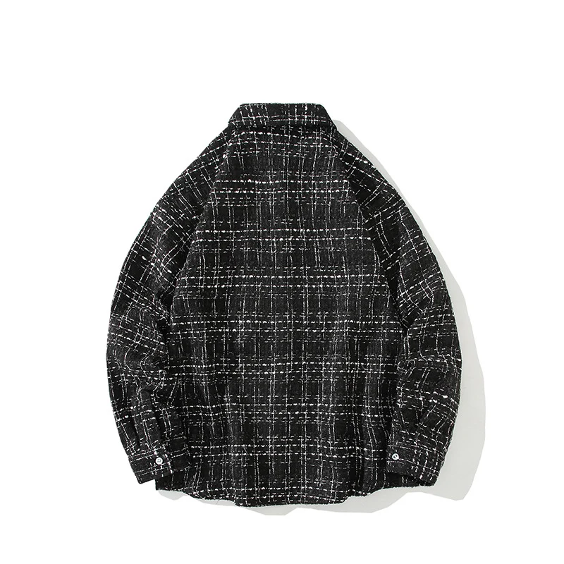 Herren Strukturierte Bouclé-Hemdjacke mit Karo-Jacquard und legerer Passform Drune