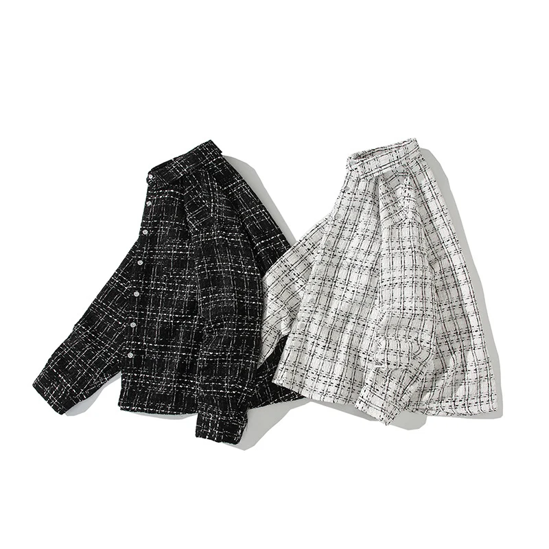 Herren Strukturierte Bouclé-Hemdjacke mit Karo-Jacquard und legerer Passform Drune