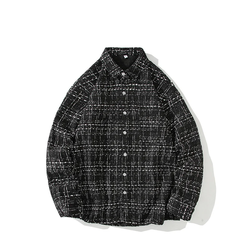 Herren Strukturierte Bouclé-Hemdjacke mit Karo-Jacquard und legerer Passform Drune