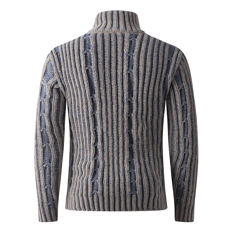 Herren Strickcardigan mit Zopfmuster, Stehkragen und durchgehendem Reißverschluss Drune