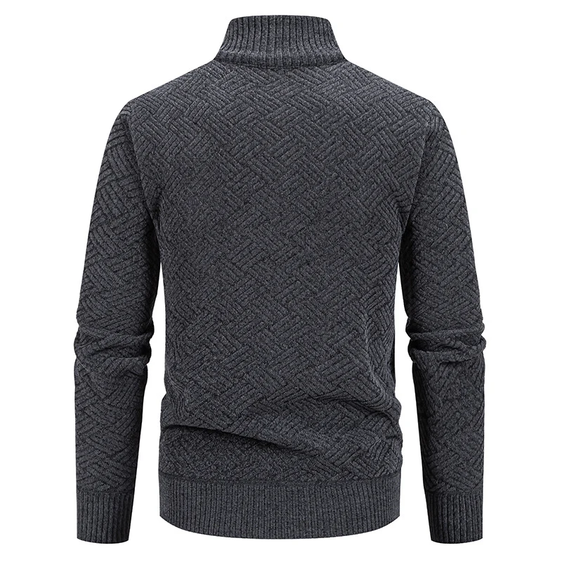Herren Strick-Zipjacke mit geometrischem Strukturmuster und Stehkragen Drune