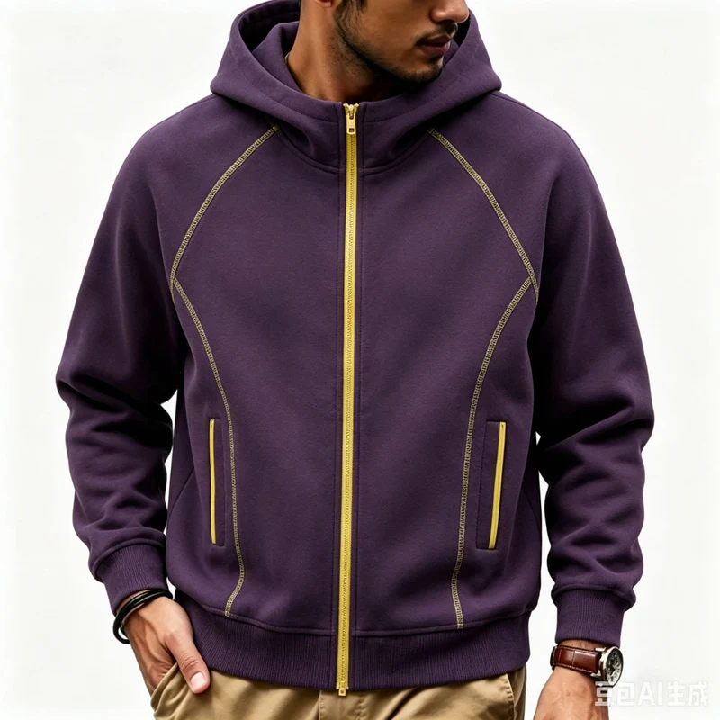 Herren Sportliche Kapuzen-Sweatjacke mit Kontrast-Reißverschluss und ergonomischen Nähten Drune