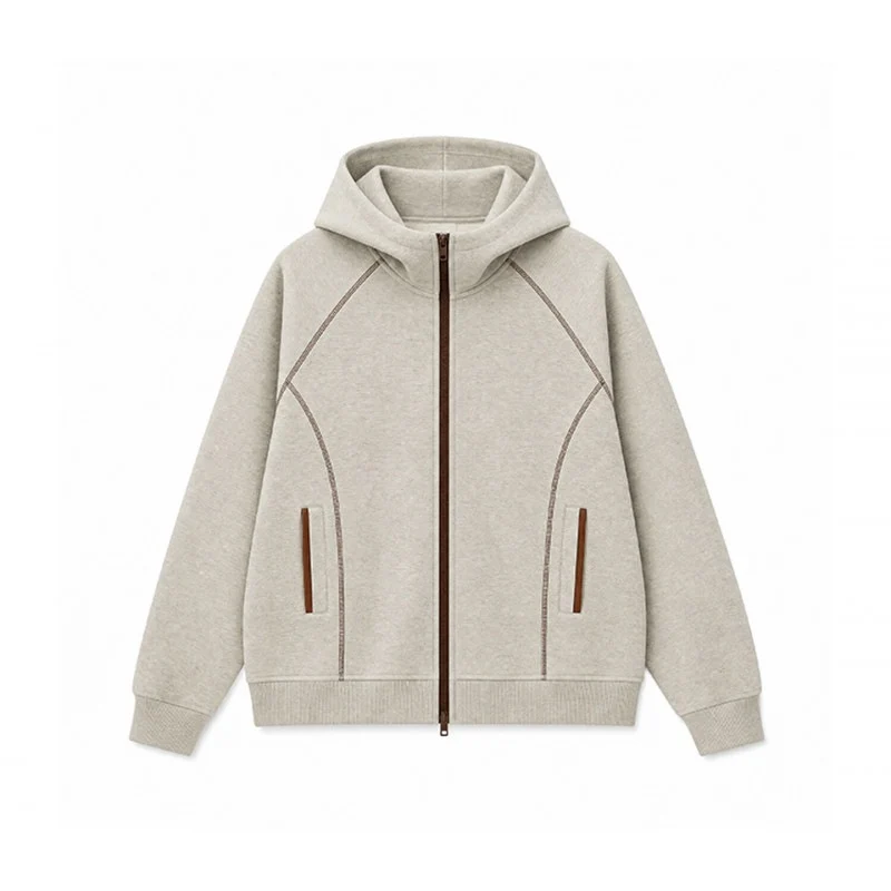 Herren Sportliche Kapuzen-Sweatjacke mit Kontrast-Reißverschluss und ergonomischen Nähten Drune