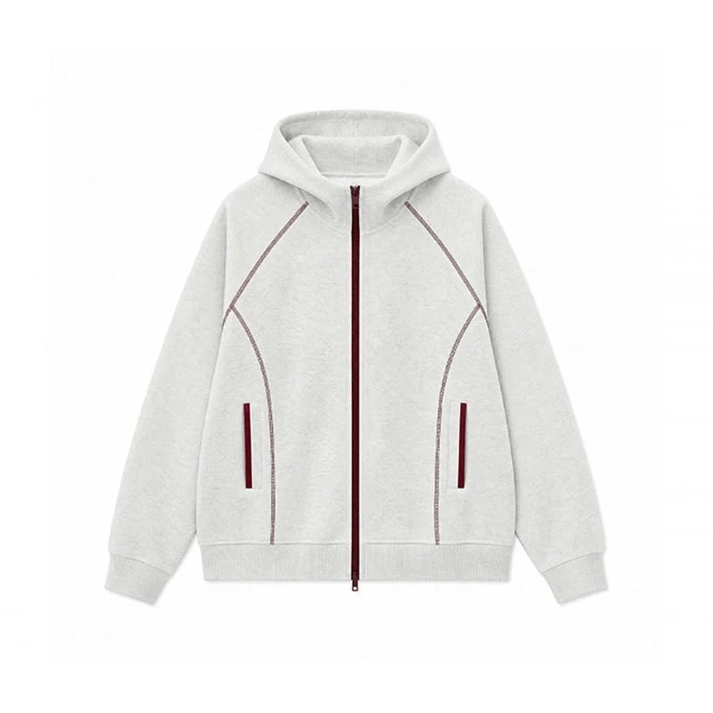 Herren Sportliche Kapuzen-Sweatjacke mit Kontrast-Reißverschluss und ergonomischen Nähten Drune