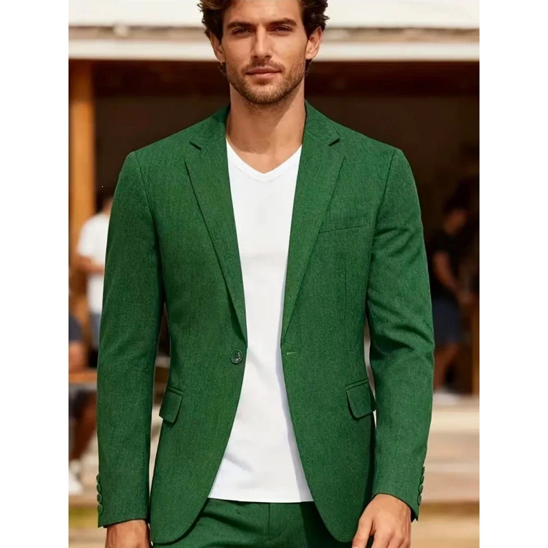 Herren Sommerliches Leinen-Blazer-Sakko mit atmungsaktivem Gewebe und taillierter Passform Drune
