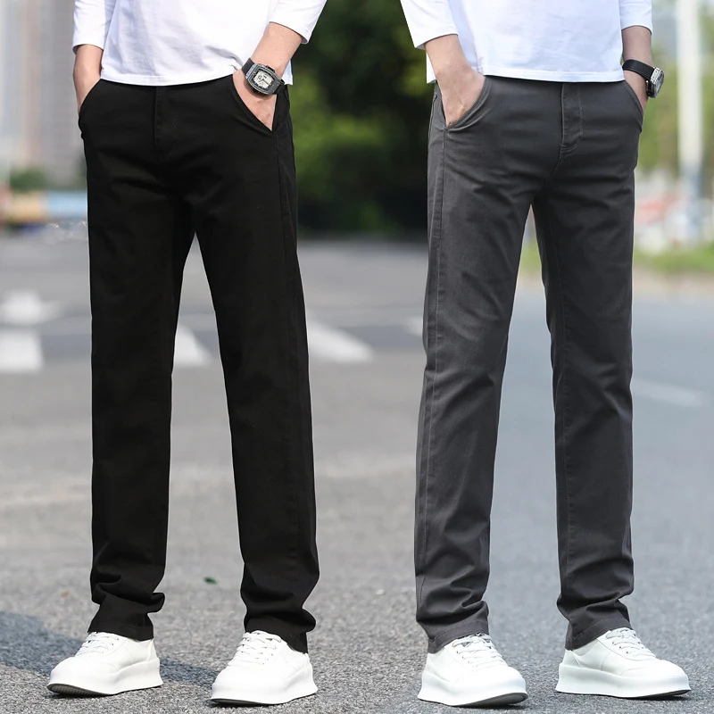Herren Slim Fit Stretch-Hose mit elastischem Bund und geradem Bein Drune