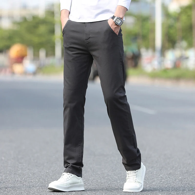 Herren Slim Fit Stretch-Hose mit elastischem Bund und geradem Bein Drune