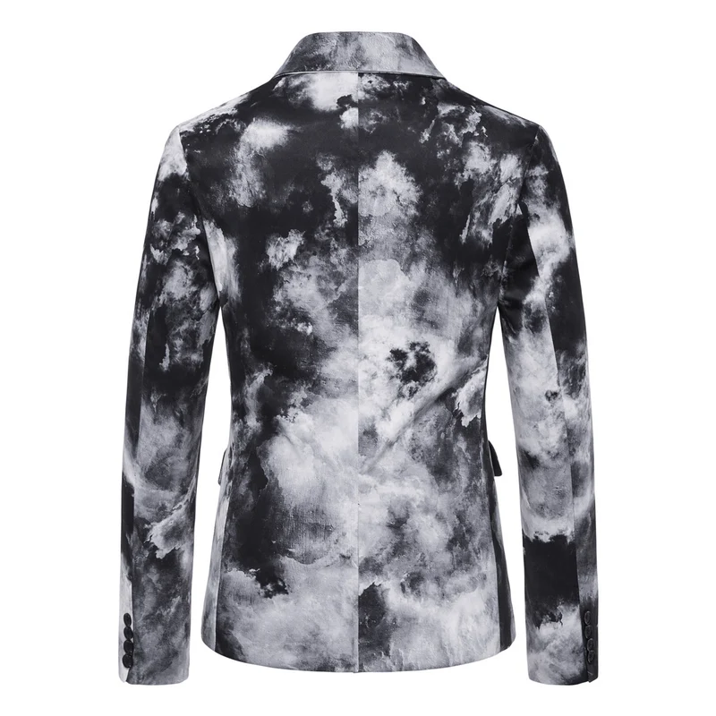 Herren Slim-Fit Sakko mit Aquarell-Print und Ein-Knopf-Verschluss Drune