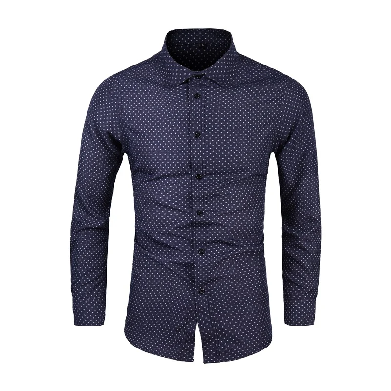 Herren Slim-Fit Hemd mit feinem Pünktchenmuster und Kentkragen Drune