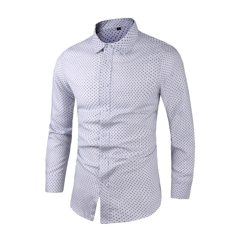 Herren Slim-Fit Hemd mit feinem Pünktchenmuster und Kentkragen Drune