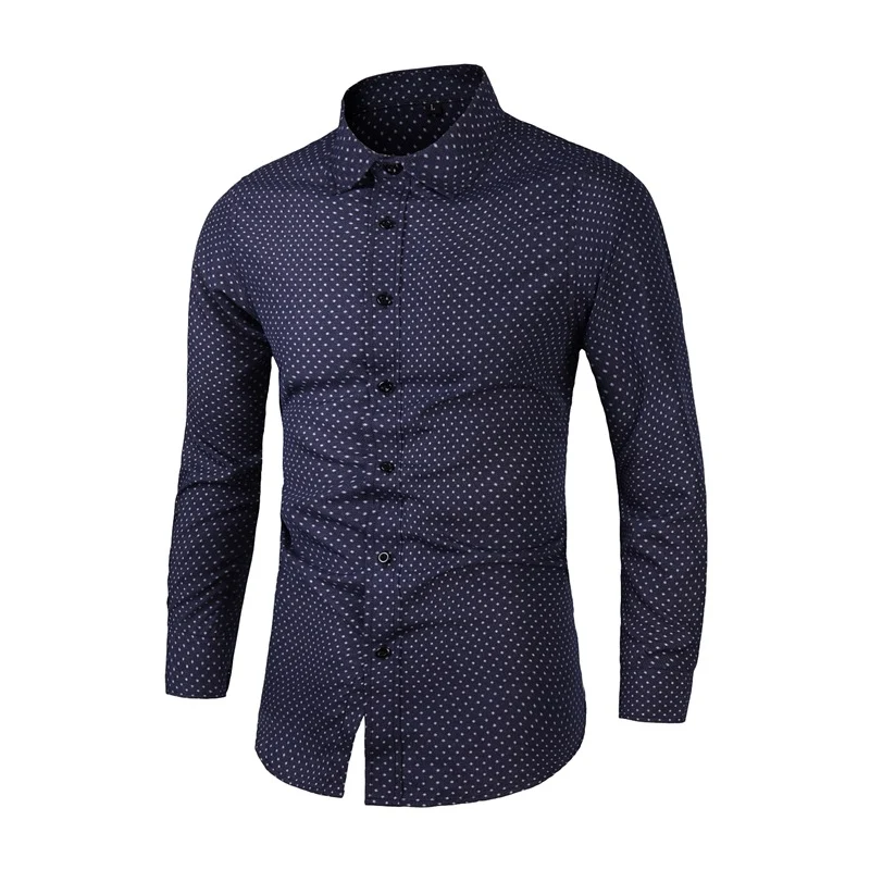 Herren Slim-Fit Hemd mit feinem Pünktchenmuster und Kentkragen Drune
