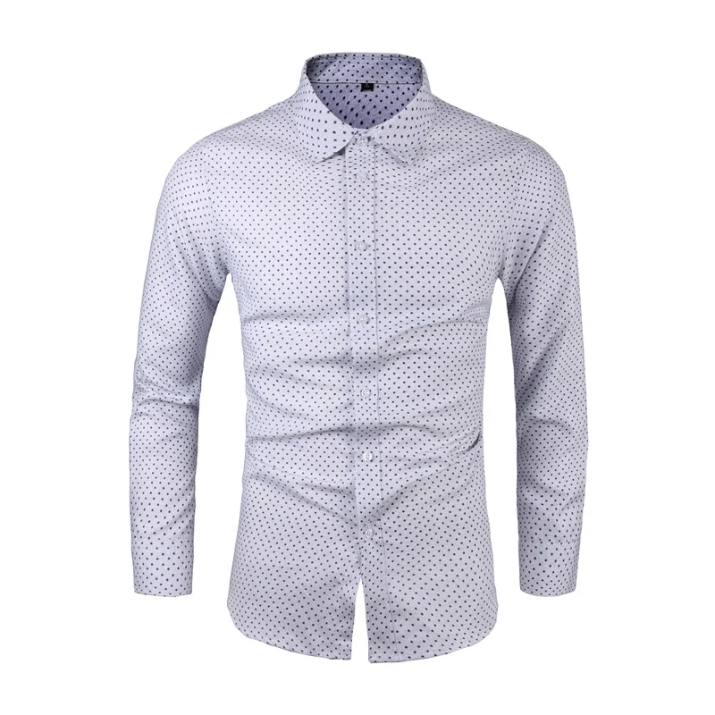 Herren Slim-Fit Hemd mit feinem Pünktchenmuster und Kentkragen Drune