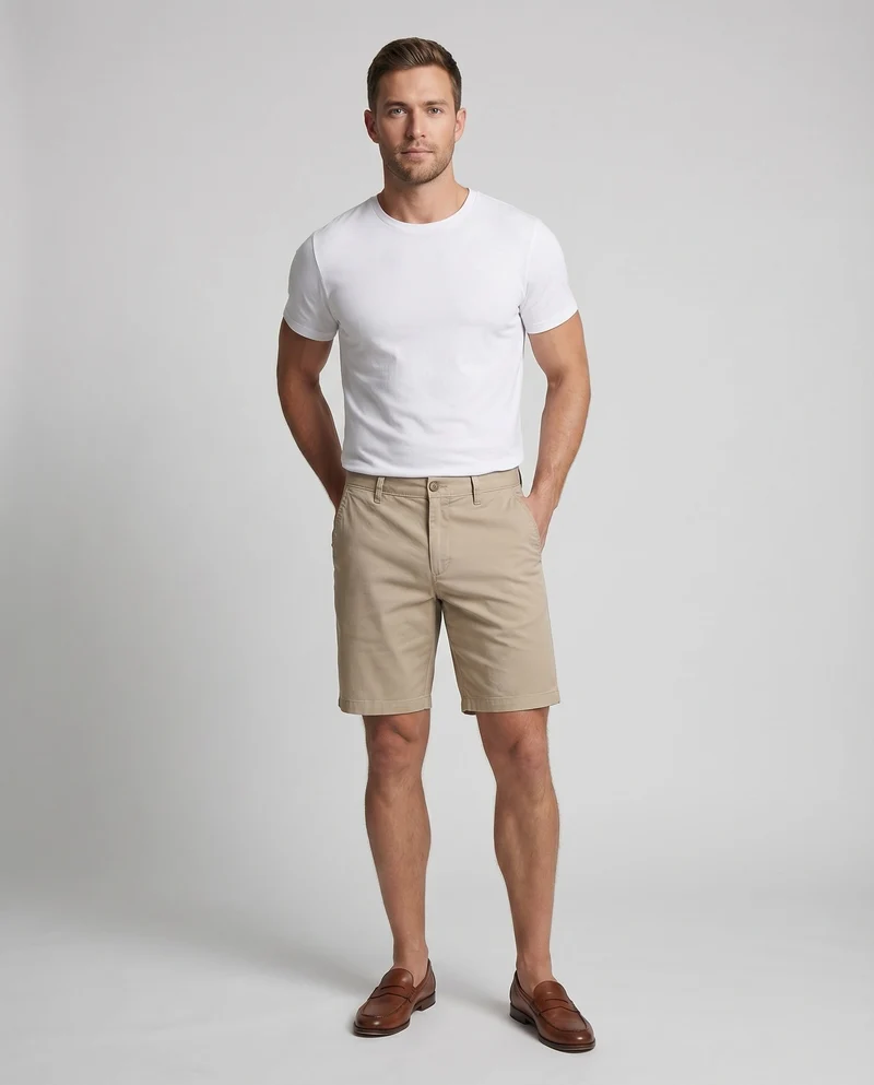Herren Chino-Shorts Gerades Bein Seitliche Taschen