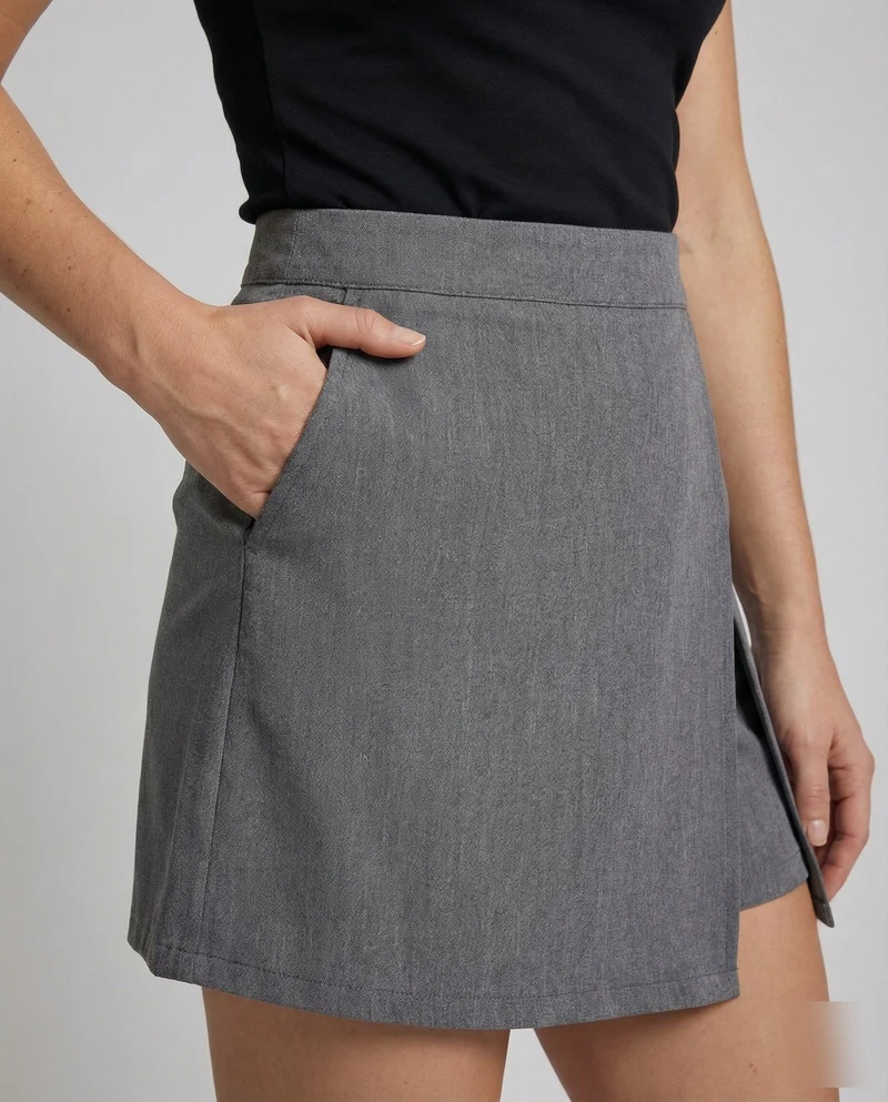 Damen Sportliche A-Linien-Überwurf Mischgewebe Wickel-Skort