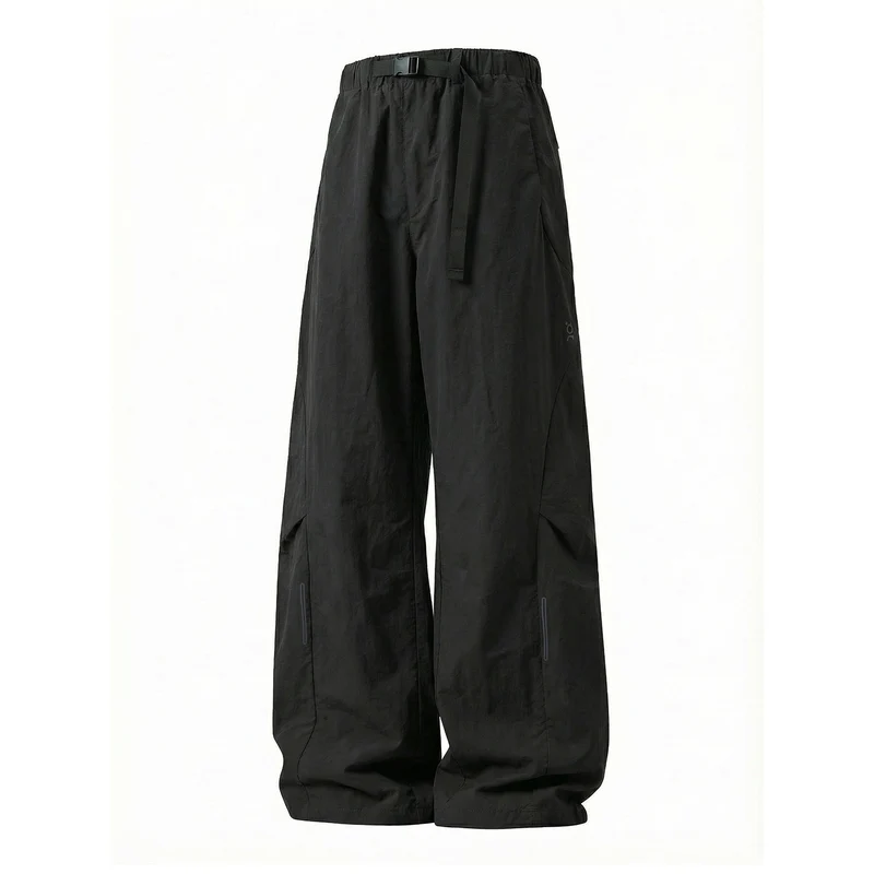 Unisex Weite technische Cargo-Hose mit elastischem Bund, integriertem Gurt und verstellbarem Beinabschluss Drune