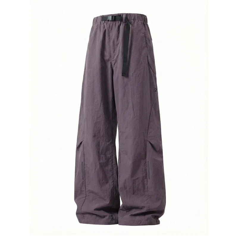 Unisex Weite technische Cargo-Hose mit elastischem Bund, integriertem Gurt und verstellbarem Beinabschluss Drune